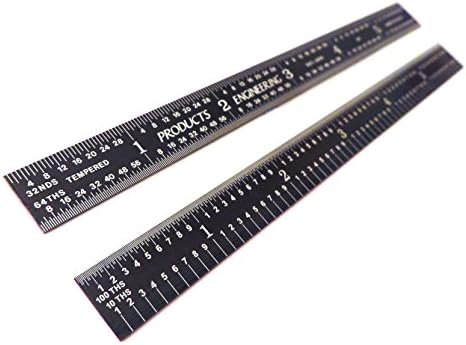 PEC Tools 6" 5R flexible black chrome, "High Contrast" machinist ruler with markings 1/10", 1/100", 1/32" and 1/64"