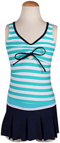 Girls Swimwear Junior Skirted Bathing Suit Two Piece Swimsuit Bathers Skirt (152(9-12 years old), green)