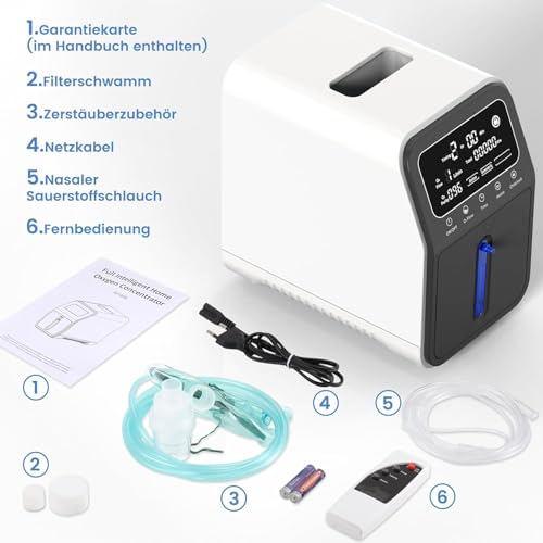 Oxygen Device for Home, Oxygen 30% ~ 90% Purity 1-9L/min Flow, 24H Continuous Oxygen Supply, with Misting, Remote Oxygen Concentrator, Home and Travel