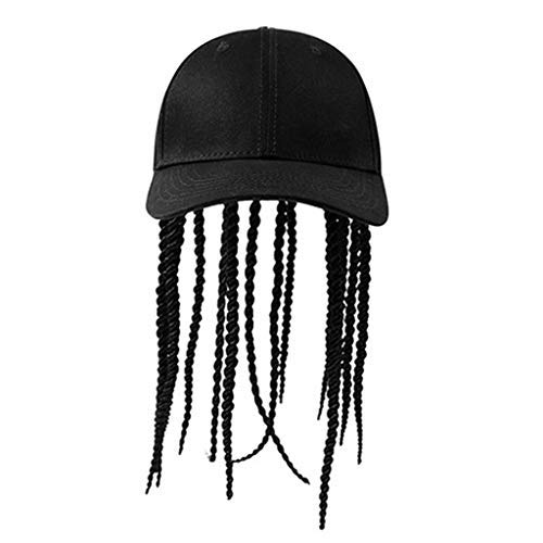 Crytech Baseball Hat with Synthetic Long Dirty Blonde Wig Black Dreadlocks Wig Attached with Ponytail Hole Sun Visor Hat Adjustable Golf Sunhats for Men Hippie Amican Bob Marley Style Costume (Black)