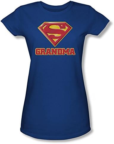 Warner Bros. Women's Superman Super Grandma Juniors Royal T-Shirt X-Large Royal Blue