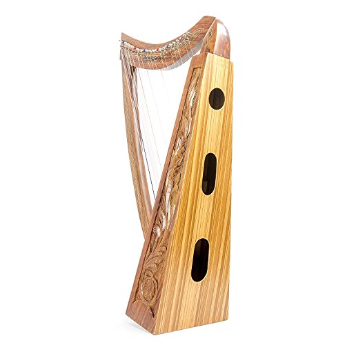 36" Large 22 Strings Harp Solid Wood Celtic Irish rose Harp Engraved wood