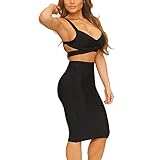 Meilun Women's Rayon 2 Pcs Stretch Strap Bandage Bodycon Evening Dress