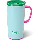 Swig Life 22oz Travel Mug, Insulated Tumbler with Handle and Lid, Cup Holder Friendly, Dishwasher Safe, Stainless Steel, Travel Coffee Cup, Insulated Mug with Lid (Prep Rally)