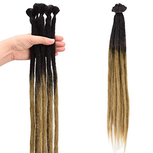 Noverlife 10 Strands 50cm/20″ Black to Brown Dreadlock Extensions, Single Ended Crochet Synthetic Dreadlocks Accessories, Jamaica Punk Hip-Hop Reggae Hair Braiding Wigs Faux Locs for Fashion Men Women