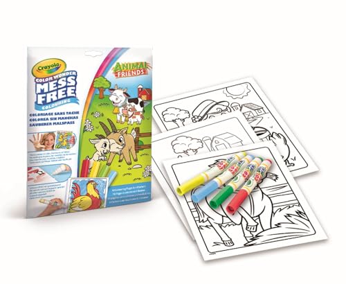 CRAYOLA - Color Wonder, Coloring Set con 18 Pagine da colorare e 4 Pennarelli Senza Macchia, soggetto Amici della Fattoria, Attività Creativa per Bambini, età 3,4,5 Anni, 75-2817