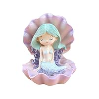 Unicoco Mermaid Figurine Green Birthday Cake Decor Kid Toy Home Decor Creative Resin Mermaid Statue Model