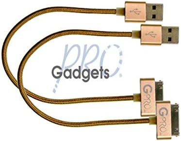 GadgetsPRO Golden Edition 30-pin to USB Cable for all Apple 30-pin devices, Short 0.25m/10in (2-pack)