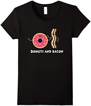 Womens Donuts And Bacon T-Shirt Funny Donut Clothing Large Black