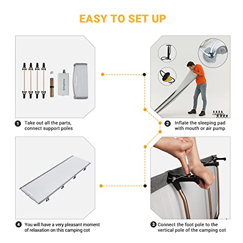 KingCamp Cots Ultralight Sleeping Cots Oversized Folding Camping Cots
