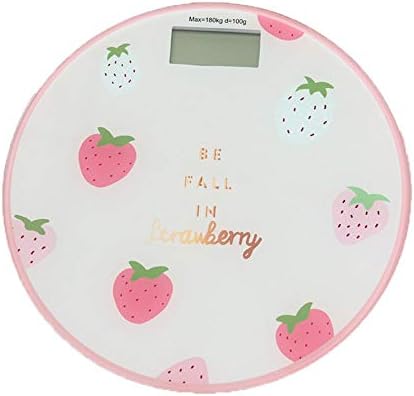 CSSNB Scales Mini Electronic Scale Cute Cartoon Printed Electronic Scale Girl Round,Pink Strawberry Pattern
