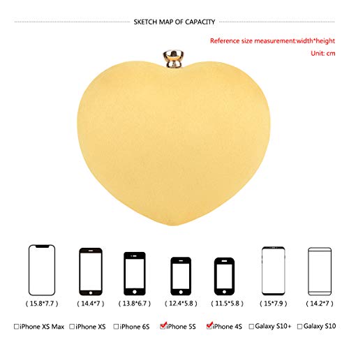 Fawziya Heart Shaped Clutch Velvet Evening Bags And Clutches For Women-Lemon Yellow - Thumbnail 2