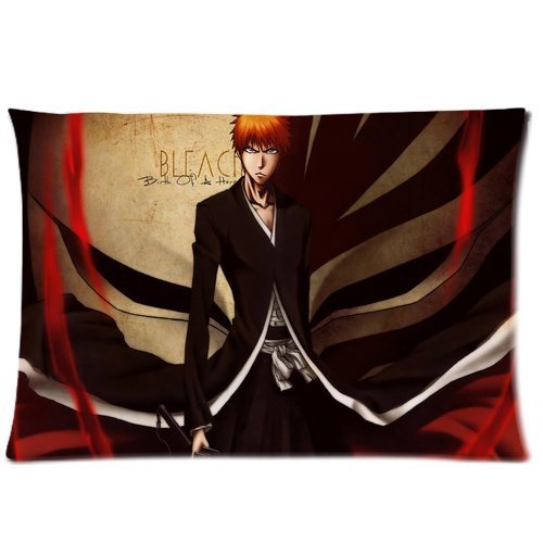 Custom Cotton & Polyester Soft Rectangle Pillow Case Cover 20X30 (One Side) - Japanese Anime Comic Cartton Manga Series - Bleach Renji Kurosaki Ichigo Stripes Dreamy Smoke Vintage Personalized Pillowcase