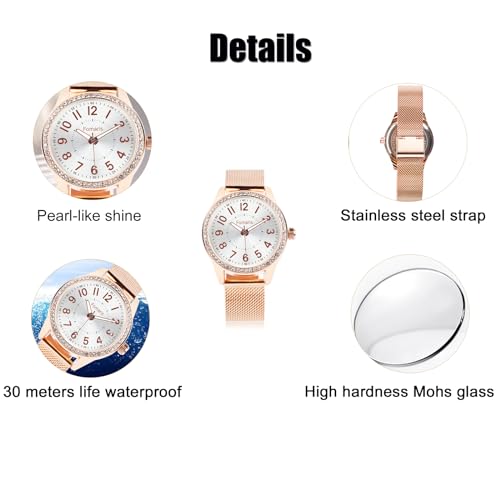 Homanduhr Women's Watches Ladies Quartz Wrist Watch with Luxury Pave Floating Crystal Diamonds for Women Girls
