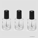 Blanco Empty Polish Bottle Clear + Brush + Mixing ball + Black Cap14ml/0.5 Oz - 3 ct