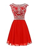 Wedtrend Women's Short Beading Homecoming Chiffon V-back Prom Dress