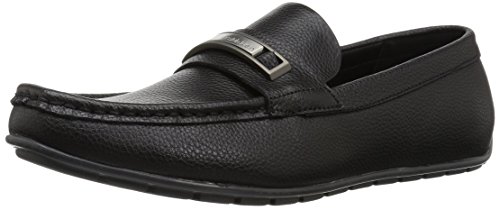 Calvin Klein Men's Irving Tumbled Leather Slip-on Loafer, Black, 13 M US