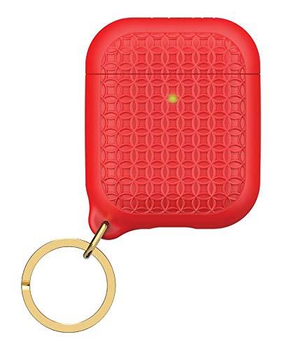 Keyring Case for AirPods 1 & 2 - Textured Silicone Case for AirPods, Charging Light visible, Extra Grippy High Gloss Surface Finish, Keyring included