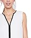 BMJL Women's White V Neck Sleeveless Shirt Contrast Color Chiffon Tank Top Blouse