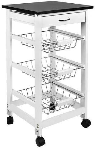 Chef Vida 3 Tier Kitchen Trolley Cart Storage Baskets Drawer