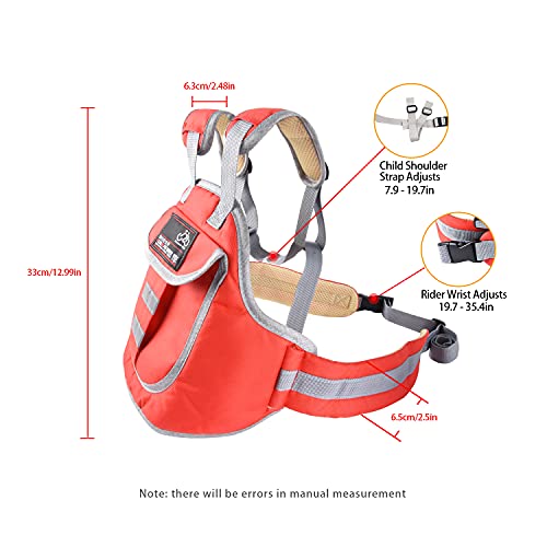 OUSEXI Motorcycle Harness for Kids, Breathable Adjustable Motorcycle Child Safety Harness with Storage Bag,Suitable for Children Aged 2-10 Years-Red