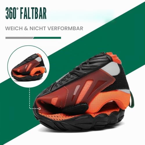 Barfußschuhe Herren Barfussschuhe Damen Barfuss Schuhe Zehenschuhe Outdoor Fitnessschuhe rutschfest Traillaufschuhe Barefoot Shoes mit Zero-Drop Solhe Dunkelorange, Gr.44 EU