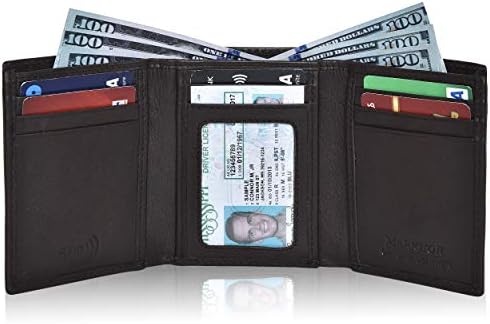 Genuine Leather Slim Trifold RFID Blocking Handmade Wallet with 7 Card slots +1ID Window + 2 Bill Compartment By Markhor