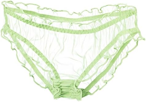 Catty Kelly Women's Fashion Lace See-through Panties Transparent Briefs Knickers Bikini Clear Underwear (Green)