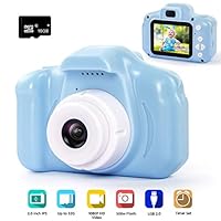 hyleton Digital Camera for Kids, 1080P FHD Kids Digital Video Camera with 2 Inch IPS Screen and 16GB SD Card for 3-10 Years Boys Girls Gift (Light Blue)