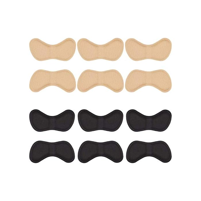 Heel Stickers Heel Cushion Pads Shoe Heel Insoles for Improved Shoe Fit and Comfort, (3 Black and 3 Beige)