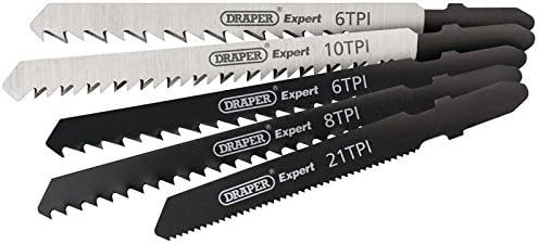 Draper 81734 Expert 5 Piece Assorted Jigsaw Blade Set, 230 V, Black and Silver