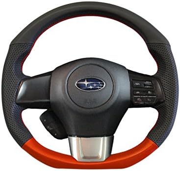 DAMD Subaru steering SS360-RX black leather × RED FORMULA