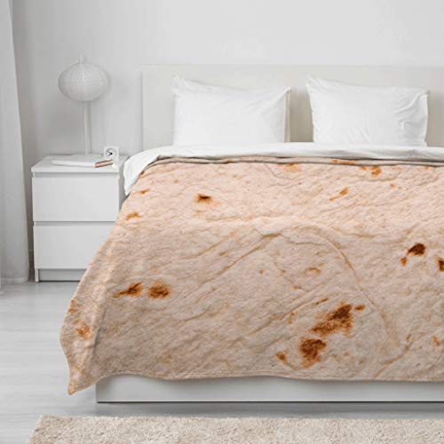 Round Tortilla Throw Blanket for Kids and Adults - 100125cm, Photo-Realistic Tortilla Blanket Tortilla Beach Towel Cozy Blanket Food Creations - Thumbnail 2