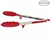 Pack of 2 Kitchen Tongs for Cooking Made of Premium Quality Stainless Steel Tips & Silicon head, Plus Stands. 2 Sizes 9'&12'. Heat resistant Cooking tongs for BBQ,Salad, Grilling, Serving,& Fish. Red