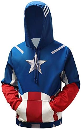 Hoodie 3D Captain America Superman Star Print Loose Sweater Large Size Baseball Jersey Trend Printing A-S