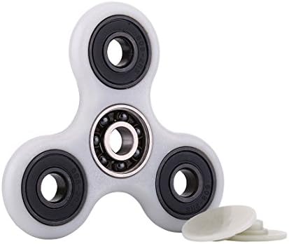 QINISH Glow in the Dark Tri Fidget Spinner Toy ADHD Hand Spinner 1-3 Min Spins Focus Toy Stress Reducer(Fluorescent white)