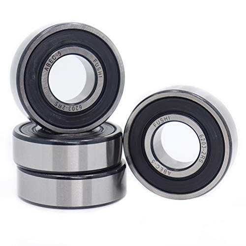 6203-2RS 17x40x12mm Double Rubber Seal Bearings, ABEC-5 Pre-Lubricated Deep Groove Ball Bearings(Pack of 4Pcs)