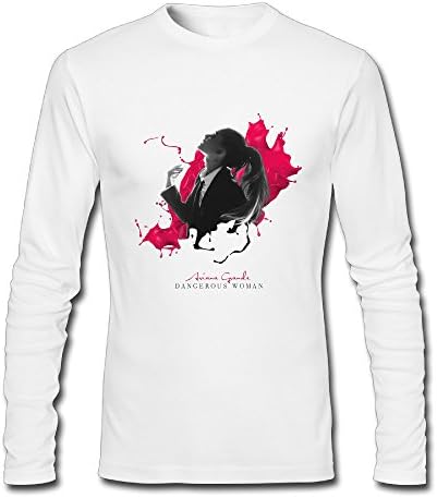 Ariana Grande Dangerous Woman Tour 2016 Fan Logo Long Sleeve T-Shirts For Men White
