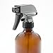 16oz Empty Amber Dark Brown Glass Spray Bottle (1 Pack) - Mist & Stream Sprayer - BPA Free - Boston Round Heavy Duty Bottle - For Essential Oils, Cleaning, Kitchen, Hair, Perfumes
