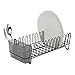 mDesign Steel Compact Modern Dish Drying Rack w/Removable Cutlery Tray, Caddy; Dish Drainer, Dish Rack for Kitchen Counter, Sink; Holds Dishes, Utensil, Board - Concerto Collection - Black/Smoke Gray