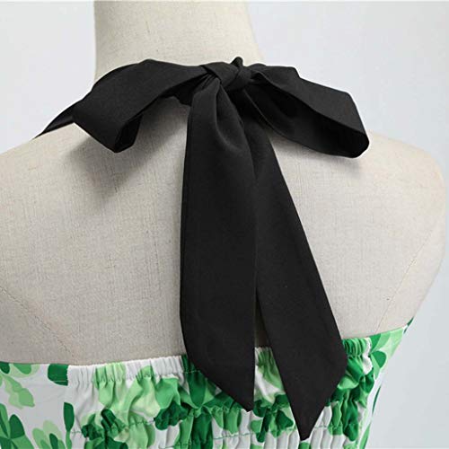 St. Patrick's Day Women's Dress Without Sleeve Clover Sleeveless Halter Dress Evening Print Party Prom Swing Dress - Thumbnail 3