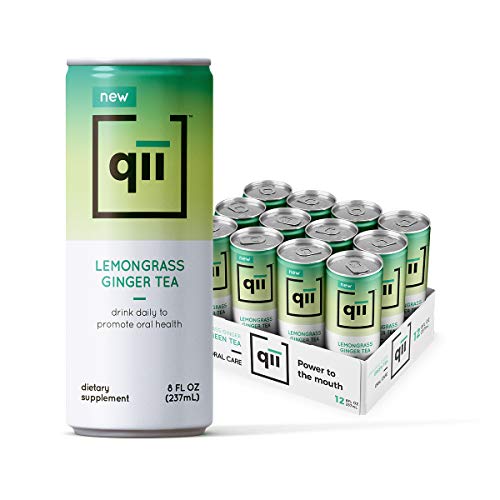 qii Lemongrass Ginger Tea – Removes up to 52% of plaque in one serving, Neutral pH, Sweetened with Xylitol, Dentist-Approved, Brewed with Certified Organic Tea, 30 calories, 12 pack - 8oz cans