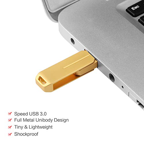 UPSTONE 128GB USB 3.0 Flash Drives Pen Drive Memory Stick Thumb Drive USB Drives (128GB Gold)