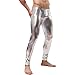 YiZYiF Fashion Men's Faux Leather PVC Trousers Night Club Dance Slim Long Pants Sliver Medium