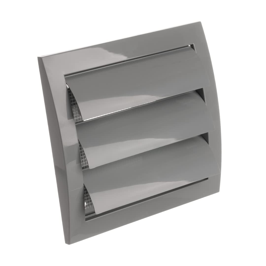 Ø 100mm / 4 inch Gravity Grille - Ducting Air Vent with Round Spigot and Non-Return Gravity Shutters - ABS Plastic Grey