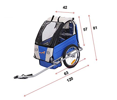 Sepnine Steel Frame Baby Bicycle Trailer of Single seat for one Child BT-505 (Blue/Grey) - Thumbnail 4