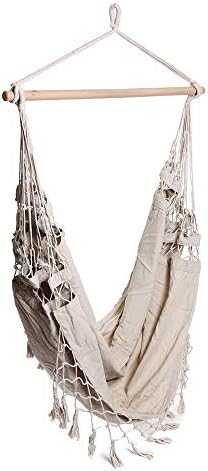 吊りスイングチェアをリラックス ハンモックチェアハンモックハンギングスイングシートは屋内屋外の庭庭タッセルベッド 色 爆売り ベージュ サイズ 150cm