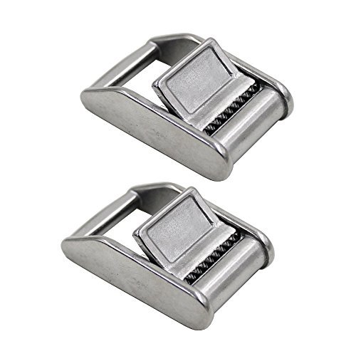 Chiloskit 2 pcs Stainless Steel 316 Cam Buckle Ratchet Buckle Tie Down Strap or Webbing Cargo Lashing Lash Luggage Bag Belt Metal Buckle (25mm Buckle)