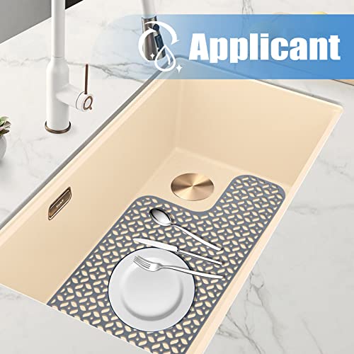 JUSTOGO Silicone Sink Mat, Left & Right Drain Sink Protectors for