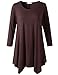 Lanmo Women Plus Size 3/4 Sleeve Tunic Tops Loose Basic Shirt (2X, Coffee)